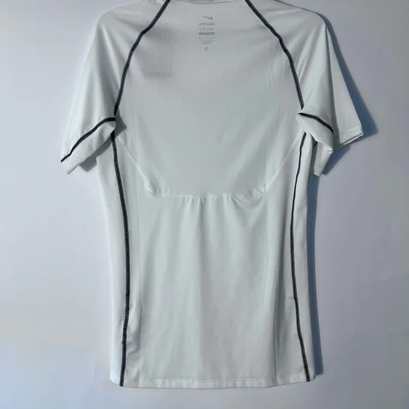 Nike Pro Dri Fit Men’s Short Sleeve Slim Fit Shirt Small White - Picture 3 of 4